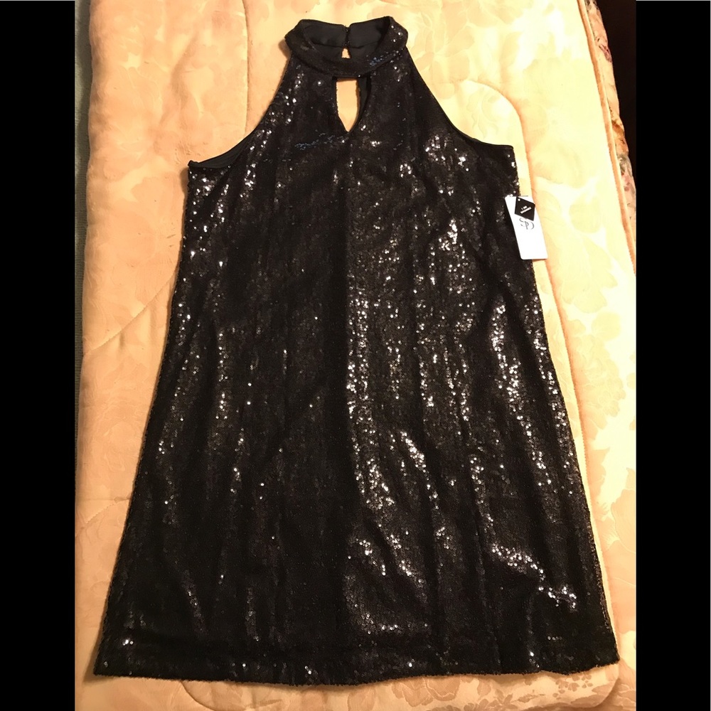Black sequin party dress. SD Collection. Size 14.
